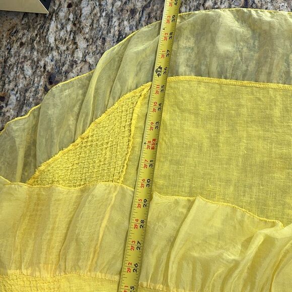 NT By Amati Yellow Linen Blend Mixed Media Tunic Top Size SP - Picture 8 of 8